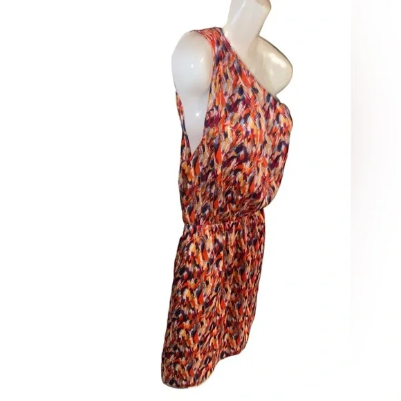 BCBGeneration Women's Orange Multi Color One Shoulder Dress XS w/ Pockets - Picture 2 of 10